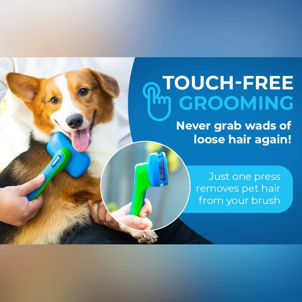 PetLovers EzSlicker Brush - Self Cleaning Dog and Cat Hair Brush